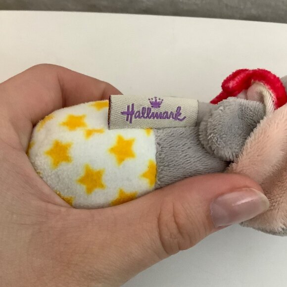 Hallmark Itty Bittys Dumbo Plush Rattle Toy 7" Soft Baby Safe Gray Yellow - Picture 5 of 6